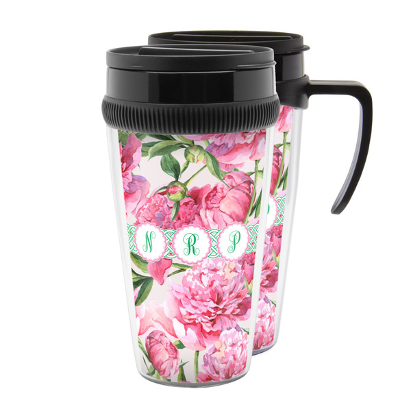 Custom Watercolor Peonies Acrylic Travel Mug (Personalized)