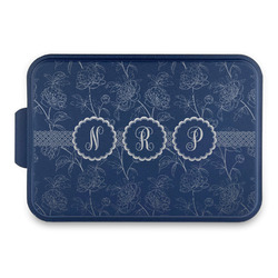 Watercolor Peonies Aluminum Baking Pan with Navy Lid (Personalized)