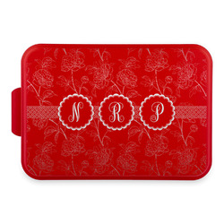 Watercolor Peonies Aluminum Baking Pan with Red Lid (Personalized)
