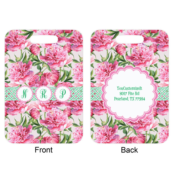 Watercolor Peonies Aluminum Luggage Tag (Front + Back)