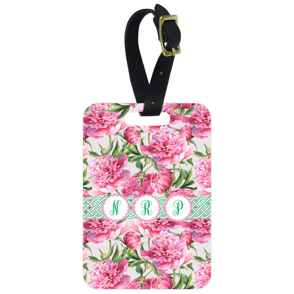 Custom Watercolor Peonies Metal Luggage Tag w/ Multiple Names