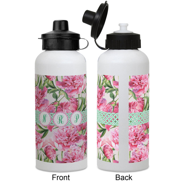 Watercolor Peonies Aluminum Water Bottle - White APPROVAL
