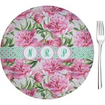 Watercolor Peonies 8" Glass Appetizer / Dessert Plates - Single or Set (Personalized)