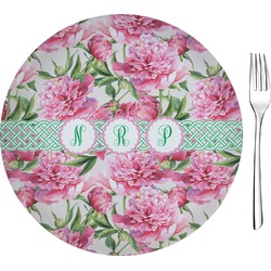 Watercolor Peonies 8" Glass Appetizer / Dessert Plates - Single or Set (Personalized)