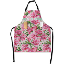 Watercolor Peonies Apron With Pockets w/ Multiple Names