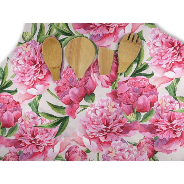 Watercolor Peonies Apron - Pocket Detail with Props