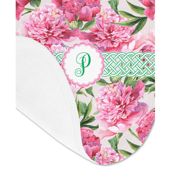 Watercolor Peonies Baby Bib - AFT detail