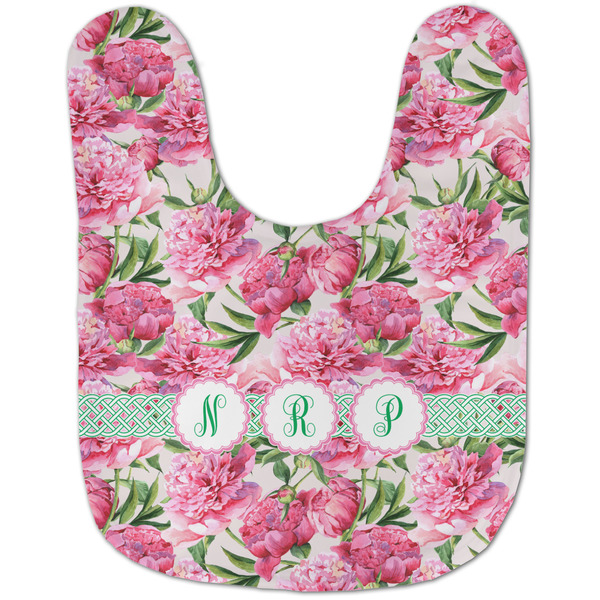 Watercolor Peonies Baby Bib - AFT flat