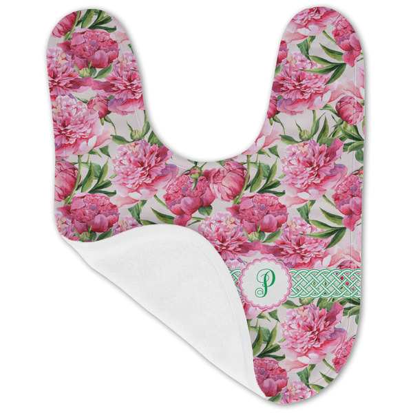 Watercolor Peonies Baby Bib - AFT folded