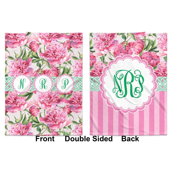 Watercolor Peonies Baby Blanket (Double Sided - Printed Front and Back)