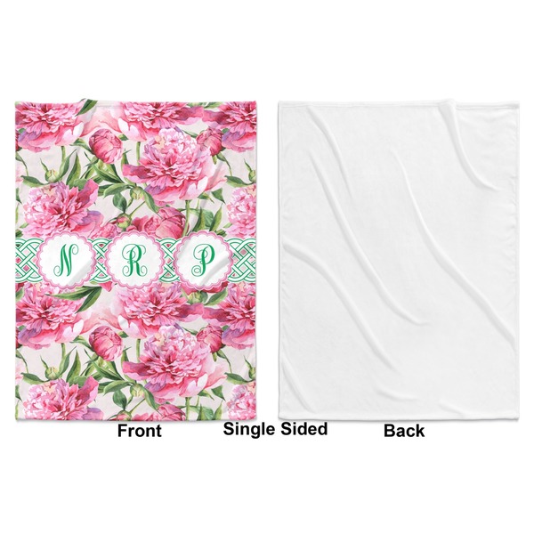 Watercolor Peonies Baby Blanket (Single Side - Printed Front, White Back)