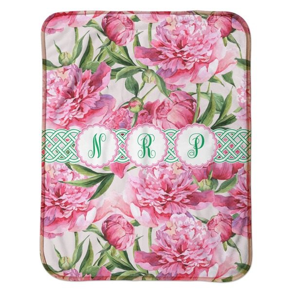 Watercolor Peonies Baby Sherpa Blanket - Flat