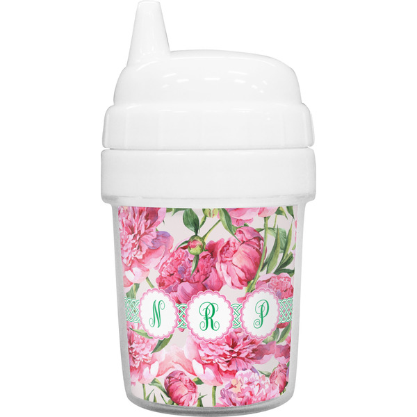 Custom Watercolor Peonies Baby Sippy Cup (Personalized)