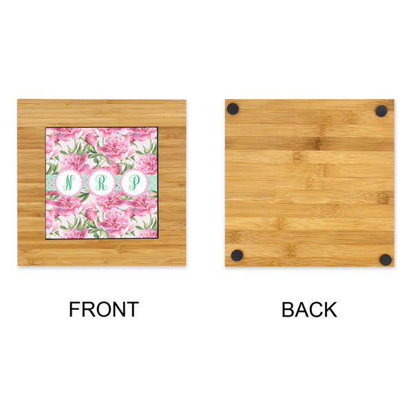 Watercolor Peonies Bamboo Trivet with 6" Tile - APPROVAL