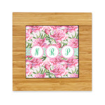 Watercolor Peonies Bamboo Trivet with Ceramic Tile Insert (Personalized)