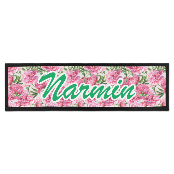 Custom Watercolor Peonies Bar Mat - Large (Personalized)