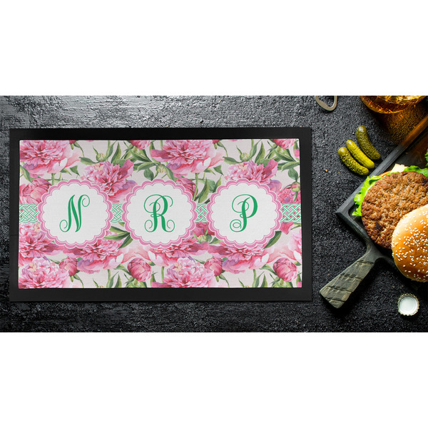 Watercolor Peonies Bar Mat - Small - LIFESTYLE
