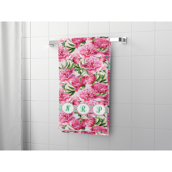 Watercolor Peonies Bath Towel - LIFESTYLE