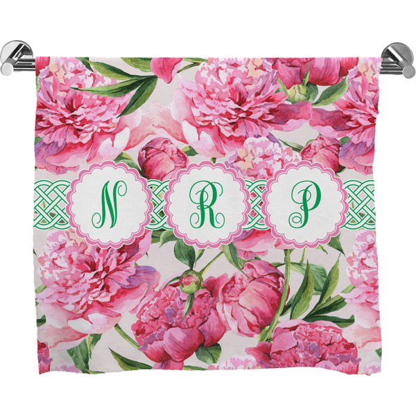 Custom Watercolor Peonies Bath Towel (Personalized)