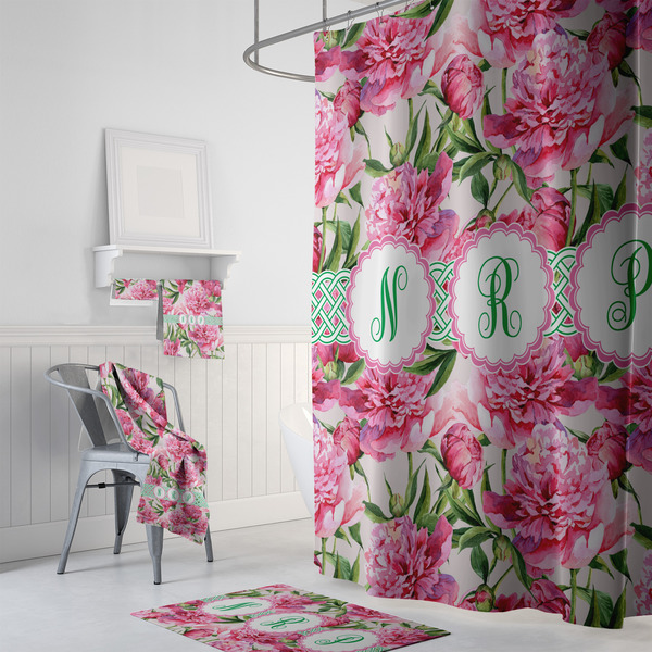 Watercolor Peonies Bath Towel Sets - 3-piece - In Context