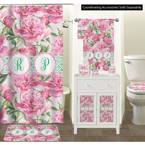 Watercolor Peonies Bathroom Scene