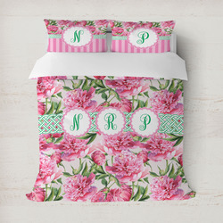 Watercolor Peonies Duvet Cover Set - Full / Queen (Personalized)