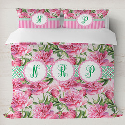 Watercolor Peonies Duvet Cover Set - King (Personalized)