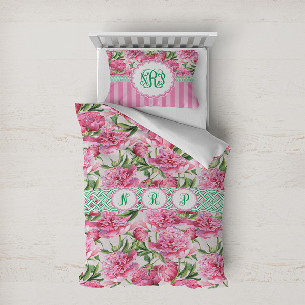 Custom Watercolor Peonies Duvet Cover Set - Twin XL (Personalized)