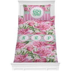 Watercolor Peonies Comforter Set - Twin XL (Personalized)