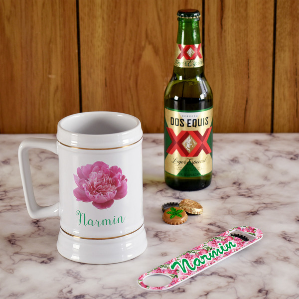 Watercolor Peonies Beer Stein - In Context