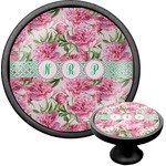 Watercolor Peonies Cabinet Knob (Black) (Personalized)