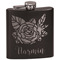 Watercolor Peonies Black Flask Set (Personalized)