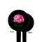 Watercolor Peonies Black Plastic 4" Food Pick - Round - Single Sided - Front & Back