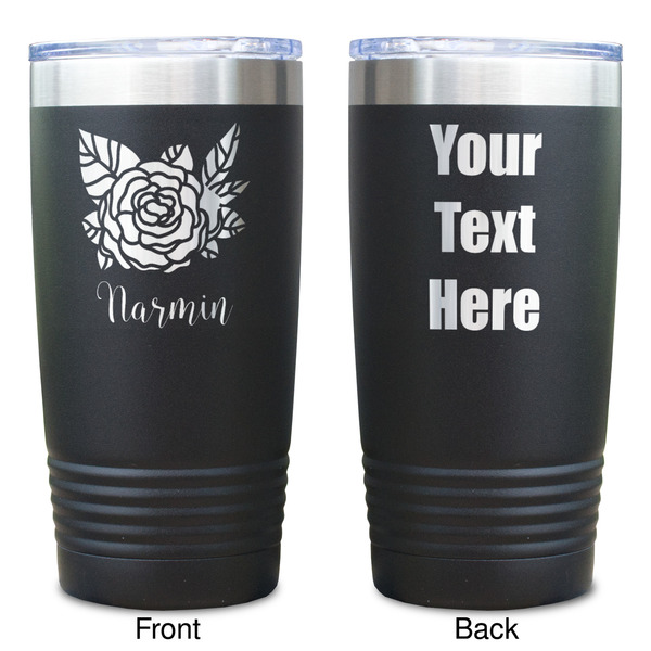 Watercolor Peonies Black Polar Camel Tumbler - 20oz - Double Sided  - Approval