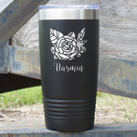 Watercolor Peonies 20 oz Stainless Steel Tumbler - Black - Single Sided (Personalized)