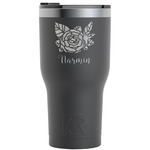 Watercolor Peonies RTIC Tumbler - Black - Engraved Front (Personalized)