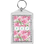Watercolor Peonies Bling Keychain (Personalized)