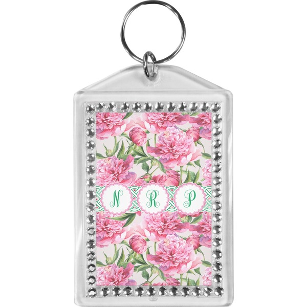 Custom Watercolor Peonies Bling Keychain (Personalized)
