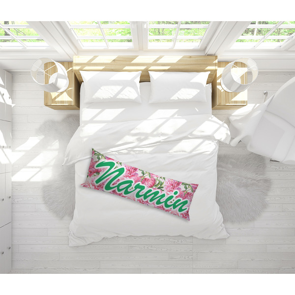 Watercolor Peonies Body Pillow - LIFESTYLE