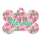 Watercolor Peonies Bone Shaped Dog ID Tag (Personalized)