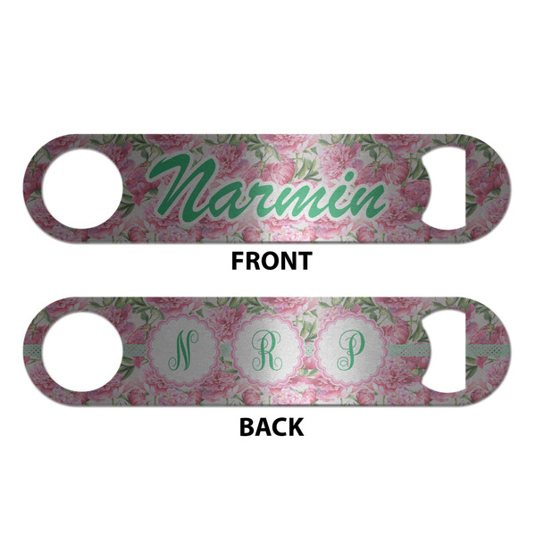 Watercolor Peonies Bottle Opener - Front & Back
