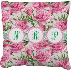 Watercolor Peonies Faux-Linen Throw Pillow 16" (Personalized)