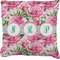 Watercolor Peonies Faux-Linen Throw Pillow 18" (Personalized)