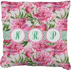 Watercolor Peonies Faux-Linen Throw Pillow 20" (Personalized)