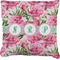 Watercolor Peonies Faux-Linen Throw Pillow 20" (Personalized)