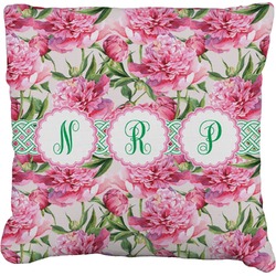 Watercolor Peonies Faux-Linen Throw Pillow 26" (Personalized)