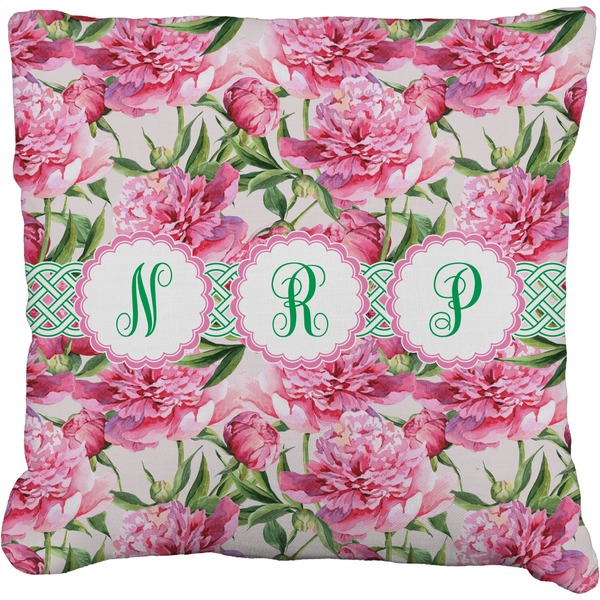 Custom Watercolor Peonies Faux-Linen Throw Pillow 26" (Personalized)