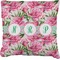 Watercolor Peonies Faux-Linen Throw Pillow 26" (Personalized)