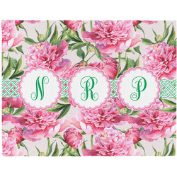 Watercolor Peonies Woven Fabric Placemat - Twill w/ Multiple Names