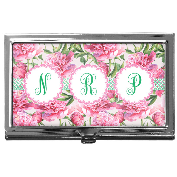 Custom Watercolor Peonies Business Card Case